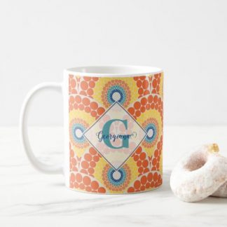 Monogrammed Art Deco Aegean Summer Radiant Mandala Coffee Mug