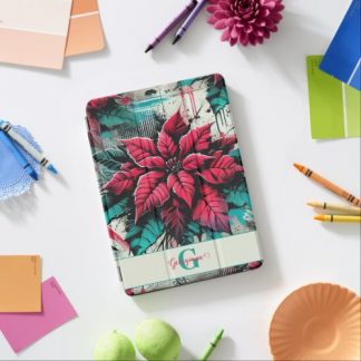 Personalized Grungy Poinsettia Floral Graffiti iPad Pro Cover