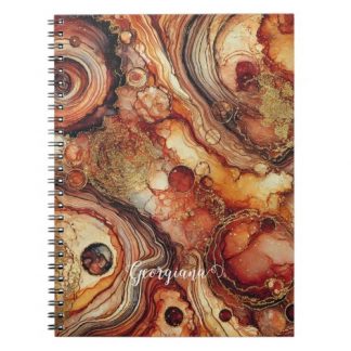 Personalized Pumpkin Spice Autumnal Alcohol Ink Notebook