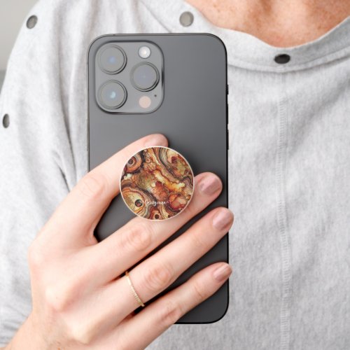 Personalized Pumpkin Spice Autumnal Alcohol Ink PopSocket
