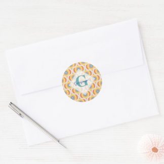 Personalized Retro Aegean Summer Radiant Mandala Classic Round Sticker