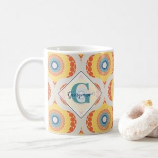 Personalized Retro Aegean Summer Radiant Mandala Coffee Mug