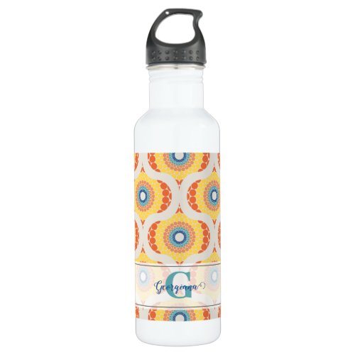 Personalized Retro Aegean Summer Radiant Mandala Stainless Steel Water Bottle