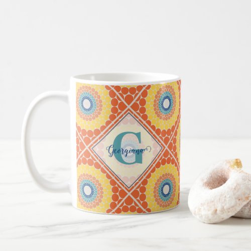 Personalized Tiled Aegean Summer Radiant Mandala Coffee Mug