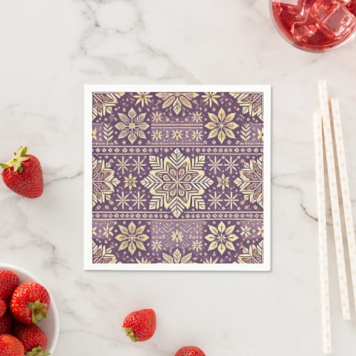 Purple & Gold Scandinavian Winter Decoupage Napkins