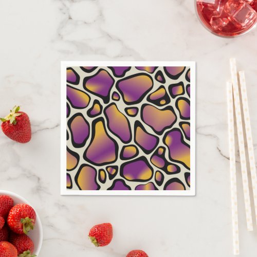 Vibrant Purple & Gold Cow Print Pattern Decoupage Napkins