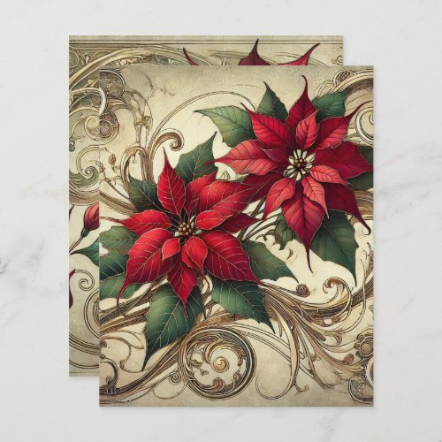 Vintage Art Nouveau Christmas Poinsettia Scrapbook