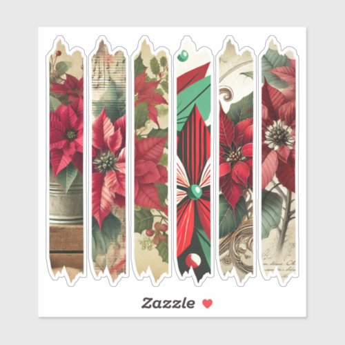 Vintage Christmas Poinsettia Washi Tape Scrapbook Sticker