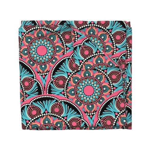 24” Vivid Pink Sunset on Sea Dot Mandala Scallop - Large