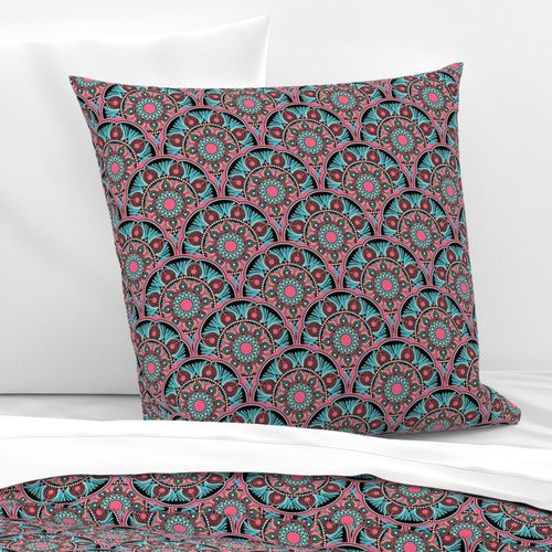 6” Vivid Pink Sunset on Sea Dot Mandala Scallop - Small