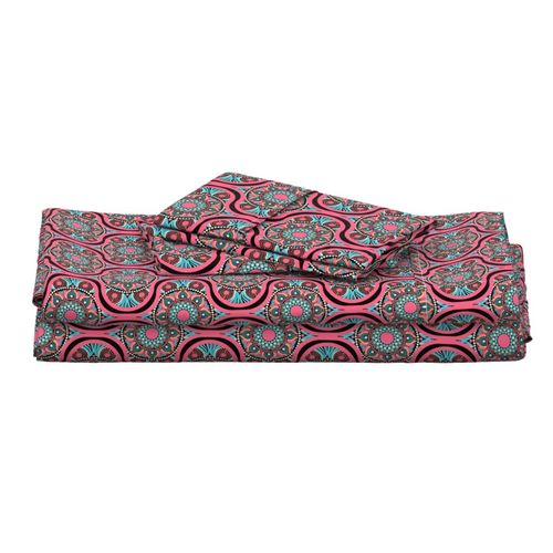 6” Vivid Pink Sunset on Sea Dot Mandala Ogee - Small