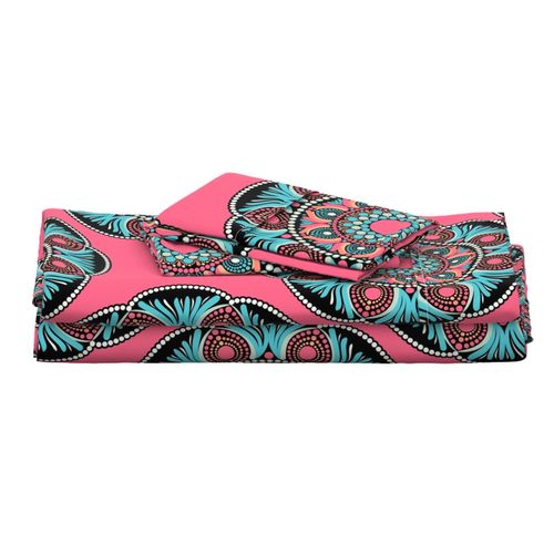 24” Vivid Pink Sunset on Sea Polka Dot Mandala - Large