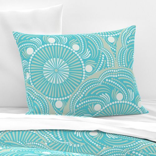 24” Serenity Sunset on Sea Dot Mandala Scallop - Large