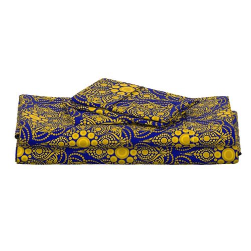 12” Navy and Gold Night Blooming Buttercup Dot Mandala Scallop - Medium