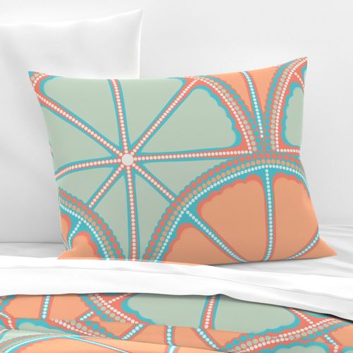 24” Retro Citrus Sunset on Sea Dot Mandala Scallop - Large