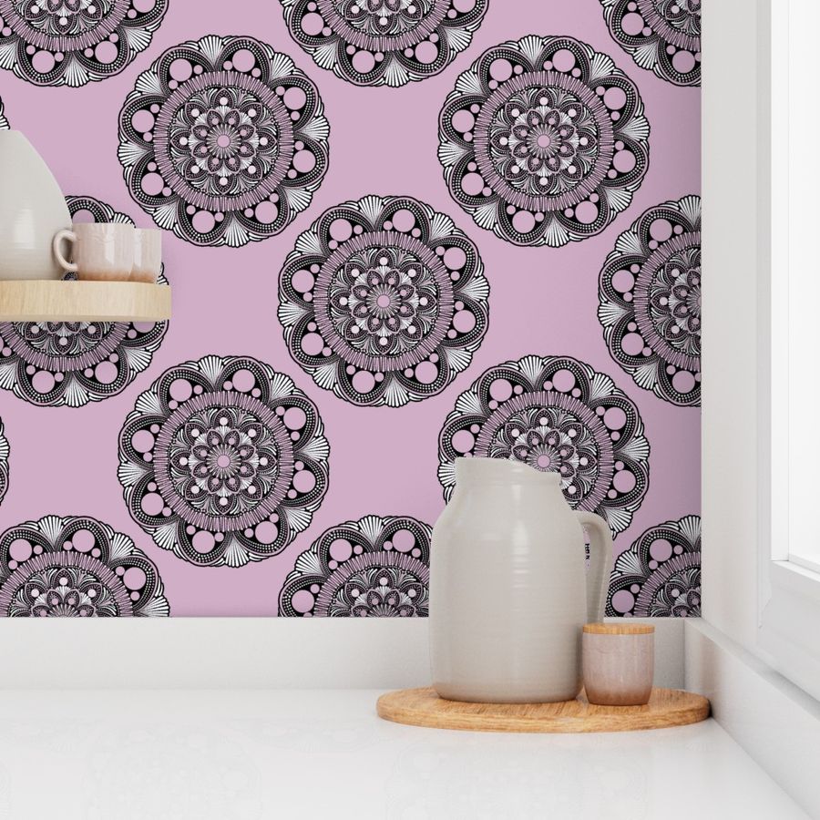 12” Intangible Pink Lavender Polka Dot Mandala - Medium