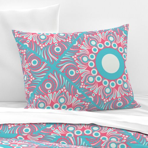 24” Sunset on Sea Anemone Dot Mandala Geo Diamond - Large