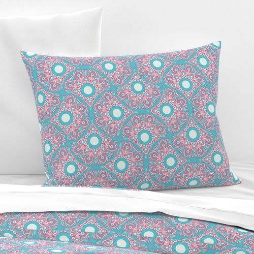 12” Sunset on Sea Anemone Dot Mandala Mirrored Scallop - Medium