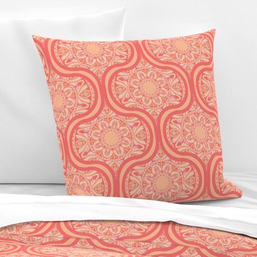12” Parfait Peach Plethora Dot Mandala Ogee - Medium Scale