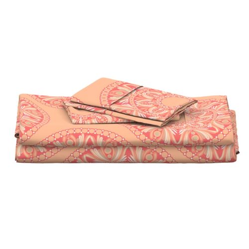 24” Parfait Peach Plethora Polka Dot Mandala - Large Scale
