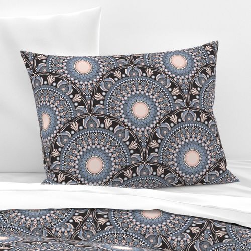 12” Ornate Apricot Serenity Dot Mandala Art Deco Scallop - Medium