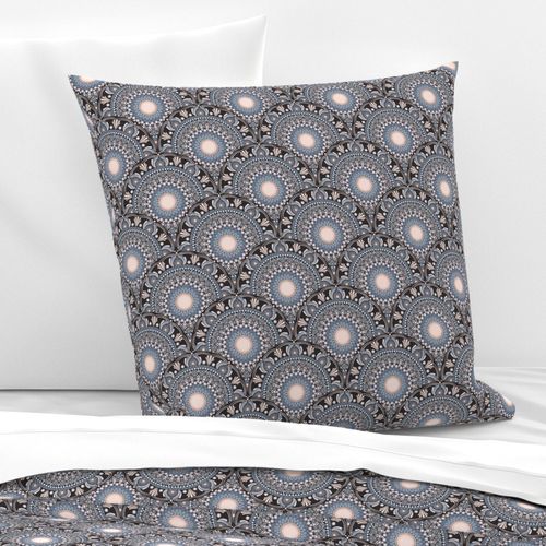 6” Ornate Apricot Serenity Dot Mandala Art Deco Scallop - Small