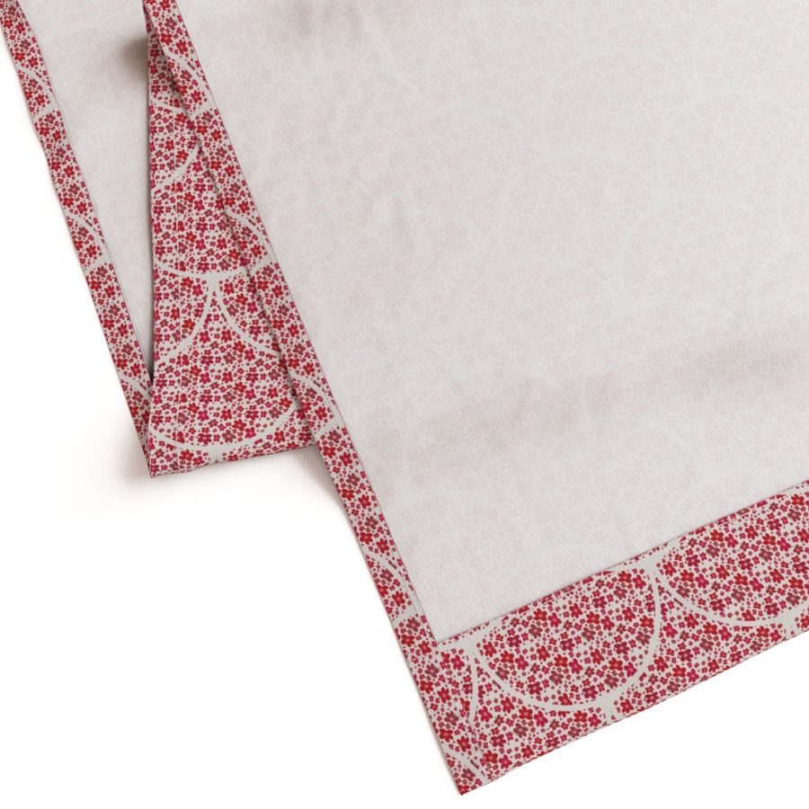 6” Red Berries Retro Florals Art Deco Scallop - Small