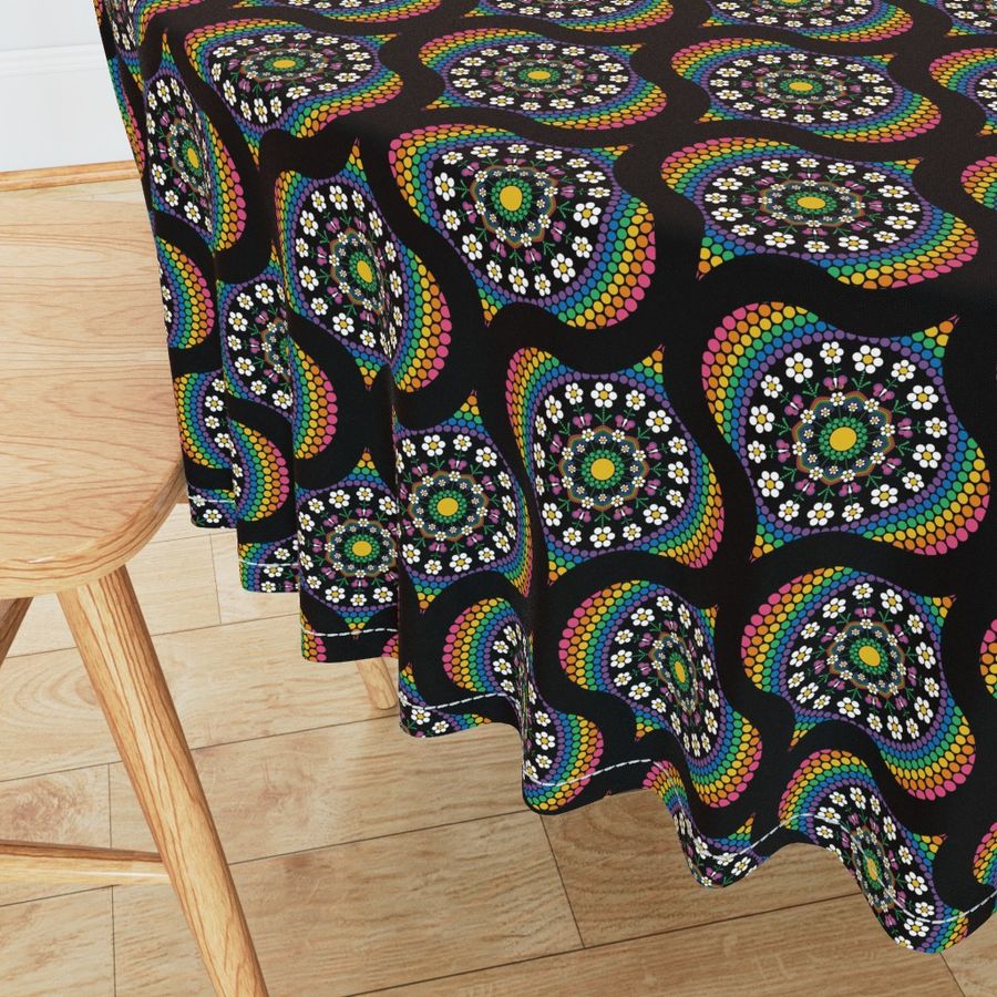 6” Maximalist Rainbow Daisy Dot The Difference Mandala Retro Ogee - Small