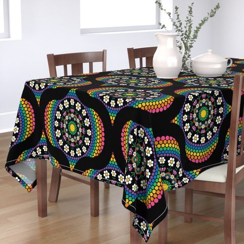 24” Maximalist Rainbow Daisy Dot The Difference Mandala Retro Ogee - Large