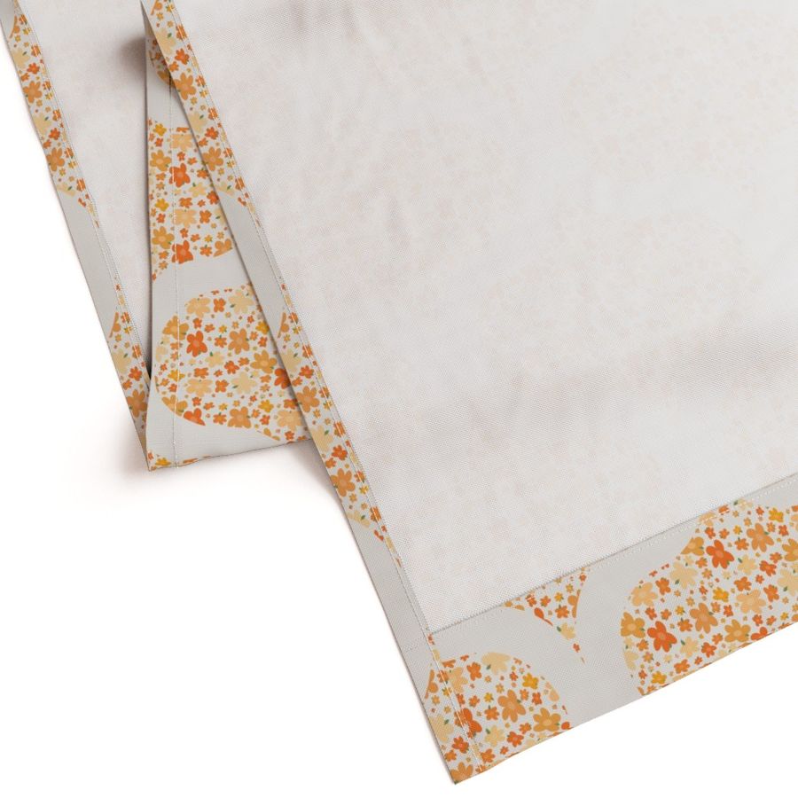 12” Retro Florals Fall Oranges Ogee - Medium