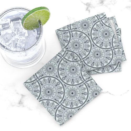 Small Floral Harmony Silver Smoke Mandala Art Deco Fans