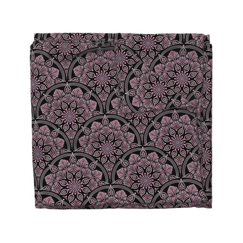 12” Dusky Rose Fronds Dot Mandala Art Deco Scallop - Medium