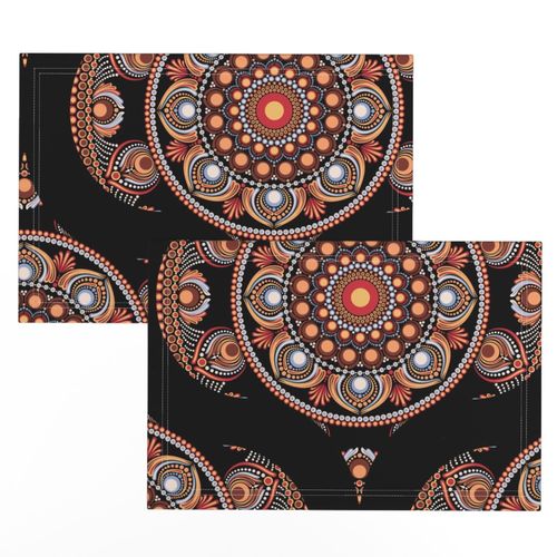 Large Safari Sunset Bohemian Star Fall Mid Mod Ogee Mandala