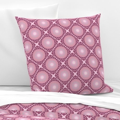 6” Radiant Dusky Rose Dot Mandala Diamond Tile - Small