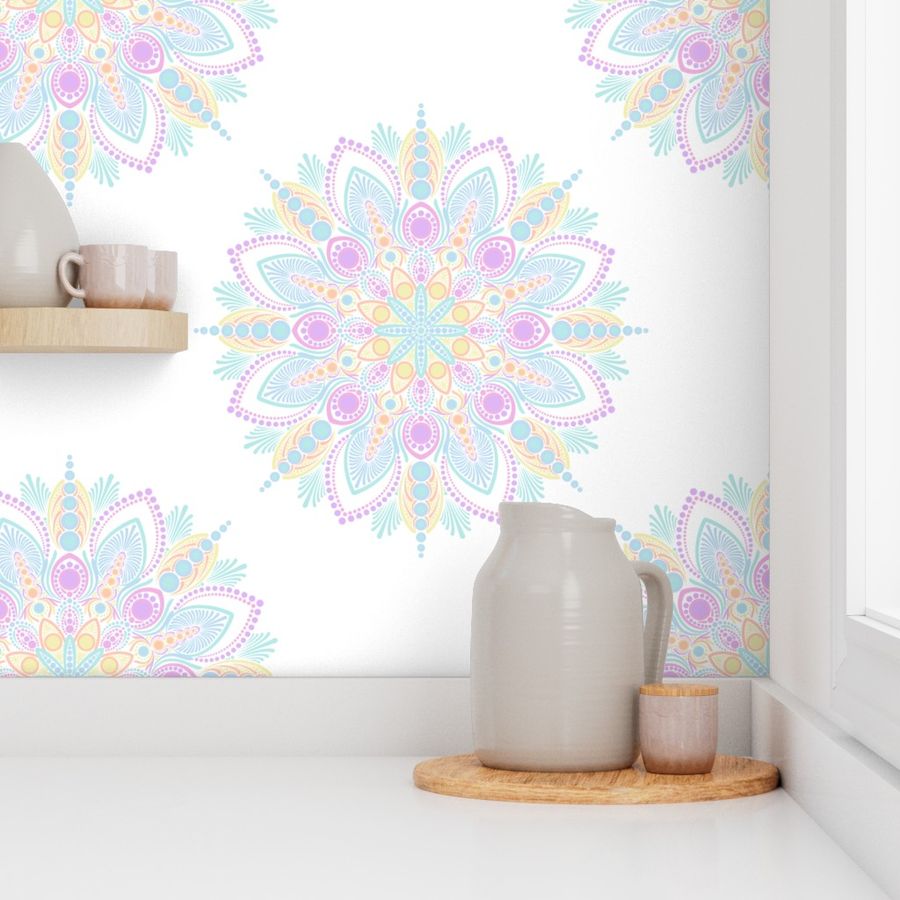 Large Pastel Rainbow Ice Cream Sundae Polka Dot Mandala