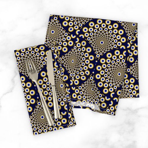 Medium We Are Watching You Navy And Gold Art Deco Fans