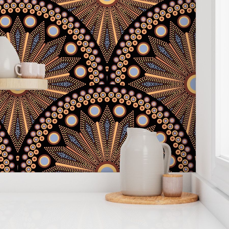 Large Safari Sunset Medicine Wheel Art Deco Mandala