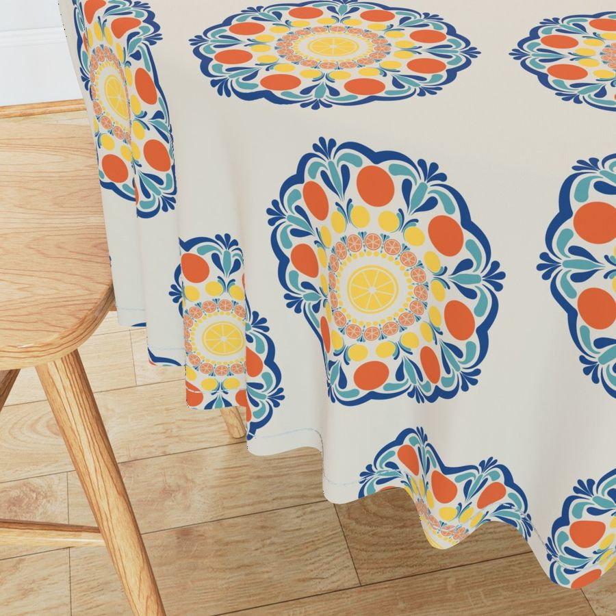 Medium Aegean Summer Oranges And Lemons Polka Dots