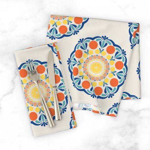 Medium Aegean Summer Oranges And Lemons Polka Dots
