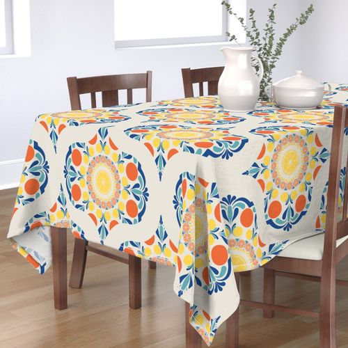 Large Aegean Summer Oranges And Lemons Mid Mod Ogee