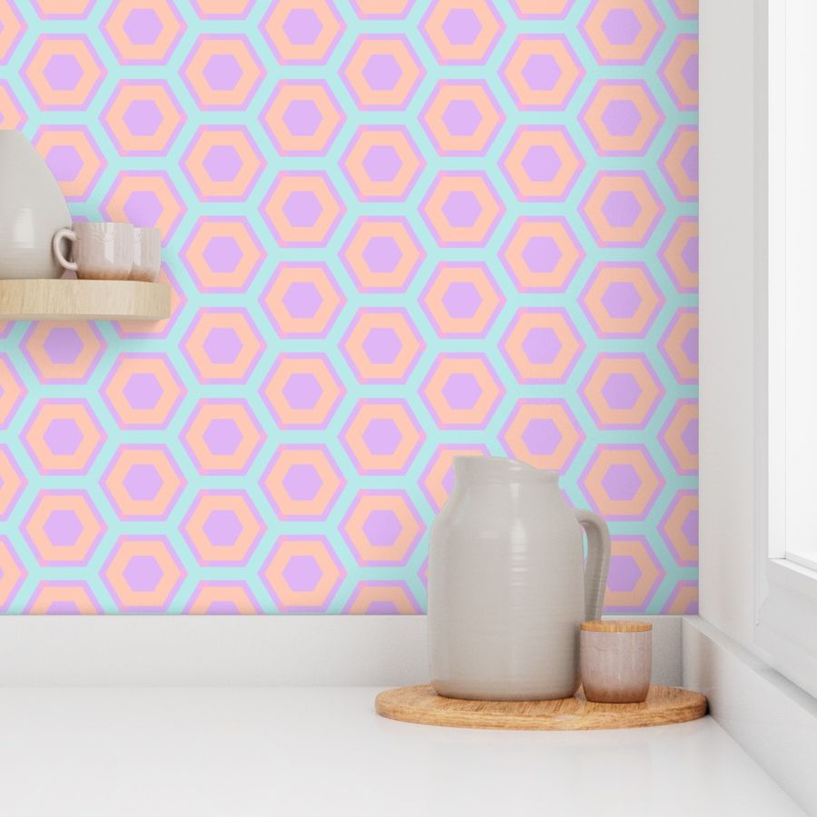 Geometric Pastel Rainbow Colorful Honeycomb Hexagons