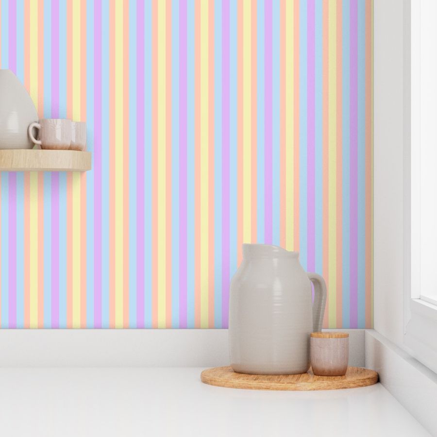 Geometric Pastel Rainbow Colorful Vertical Stripes