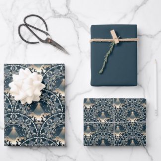 Star of Wonder Mandala Nativity Art Deco Scallops Wrapping Paper Sheets