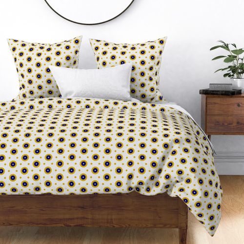 Geometric Navy And Gold Colorful Bullseyes And Hexagons