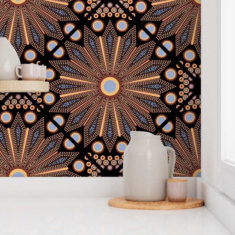 Large Safari Sunset Medicine Wheel Diamond Tile Mandala