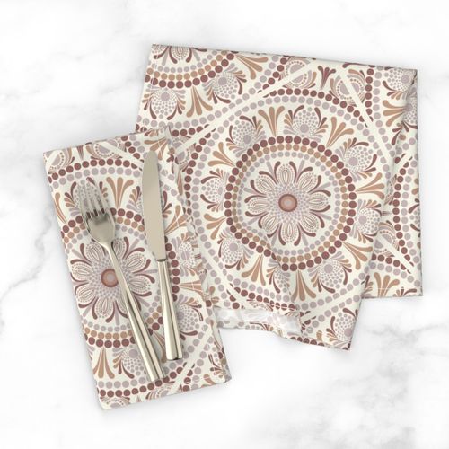 12” Warm Neutrals Cafe Ombre Dot Mandala Diamond Tile - Medium