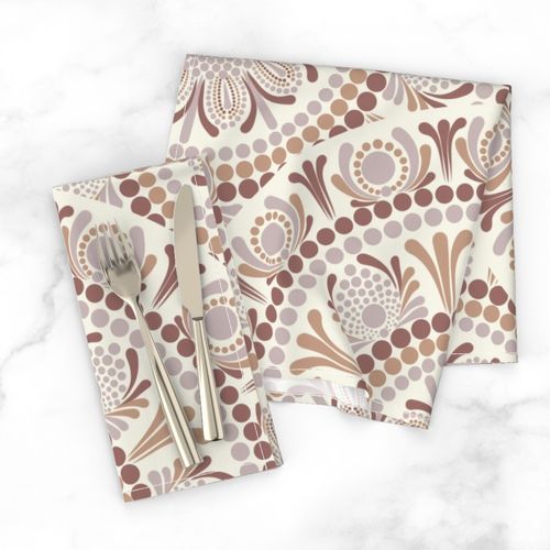24” Warm Neutrals Cafe Ombre Dot Mandala Art Deco Scallop - Large