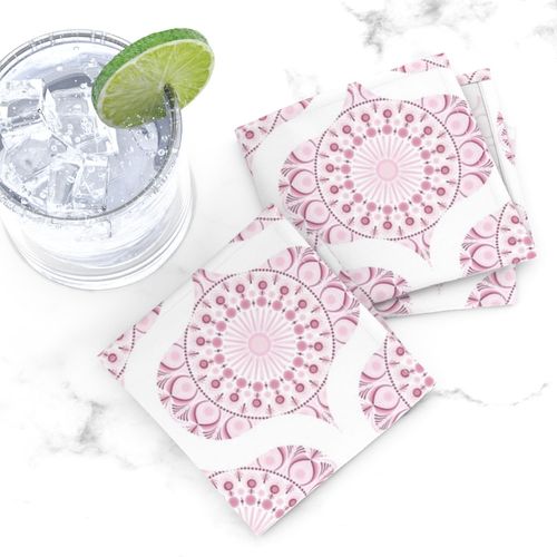 6” Dusky Rose Confetti Lace Dot Mandala Retro Ogee - Small