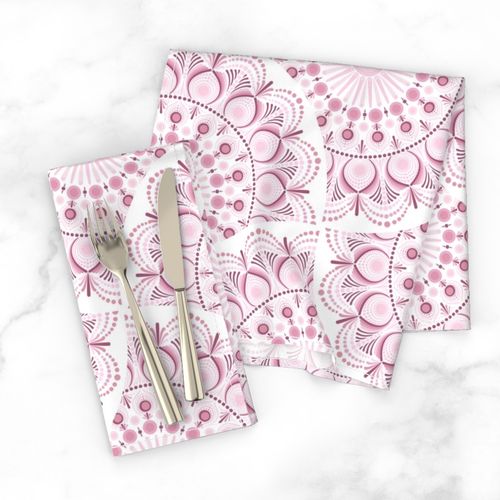 24” Dusky Rose Confetti Lace Dot Mandala Art Deco Fans - Large