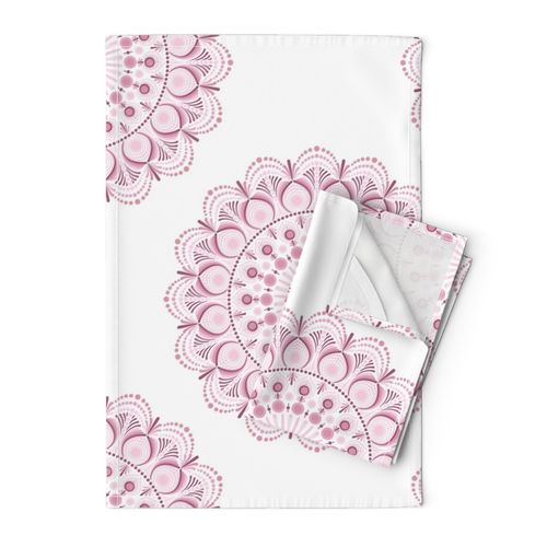 24” Dusky Rose Confetti Lace Polka Dots Mandala - Large